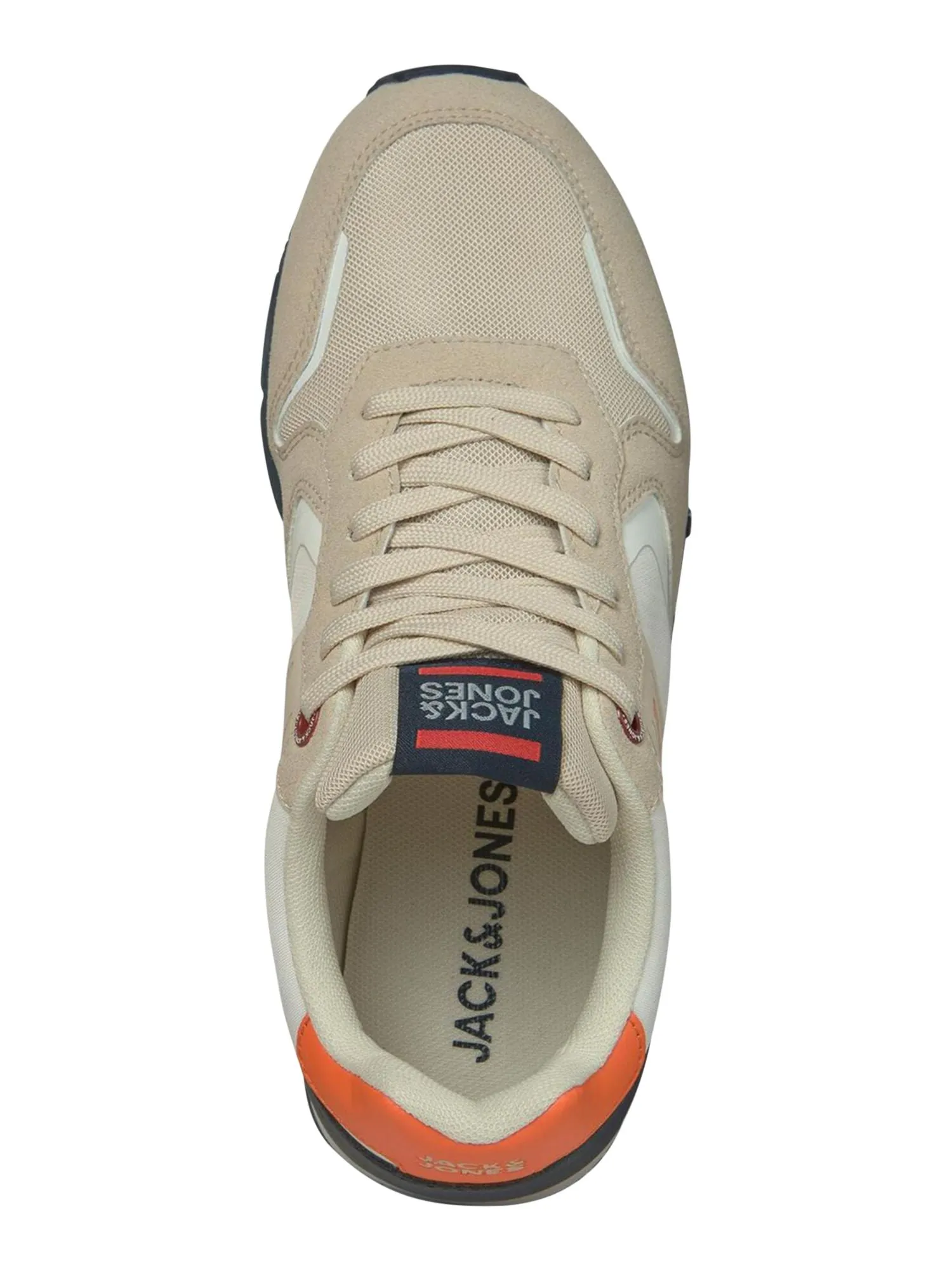 JACK & JONES Womens Beige Mixed Media Logo Stripe And Tongue Padded Heel Padded Harrow Round Toe Platform Lace-Up Sneakers Shoes