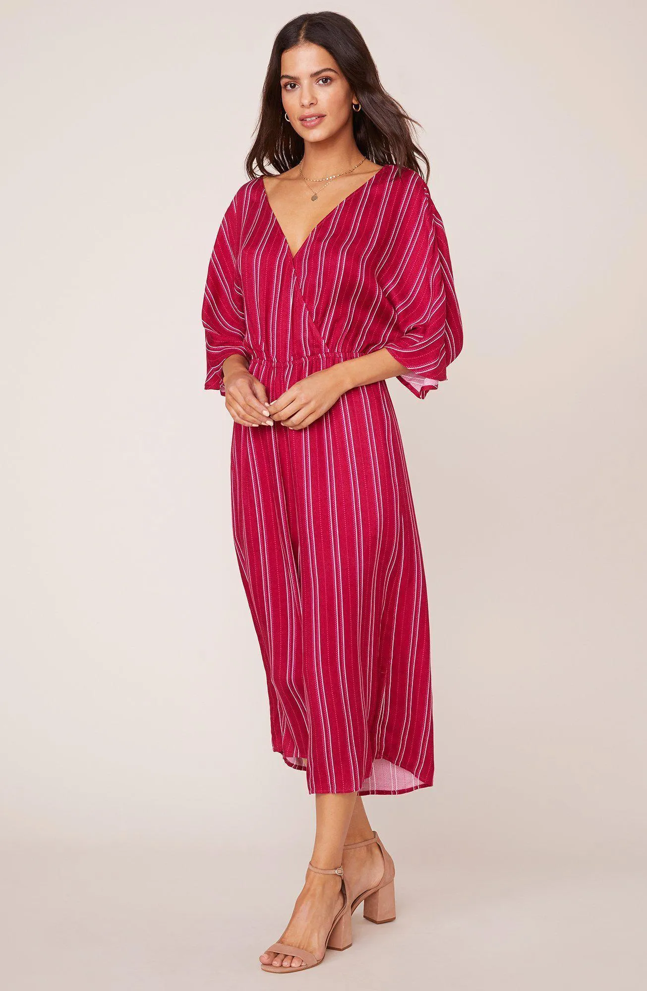 Jack Pin-Stripe Jumpsuit in Lipstick Red