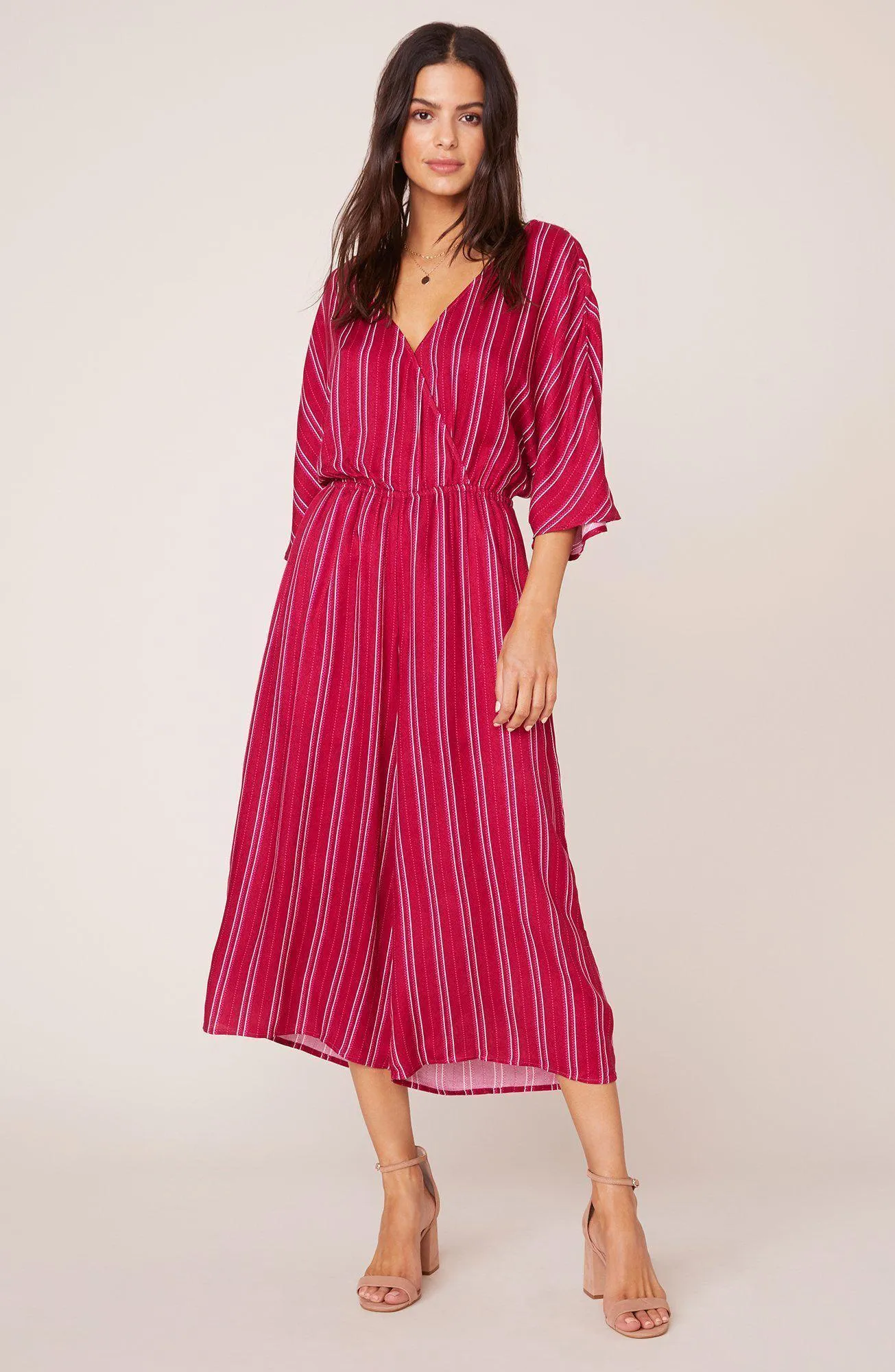 Jack Pin-Stripe Jumpsuit in Lipstick Red