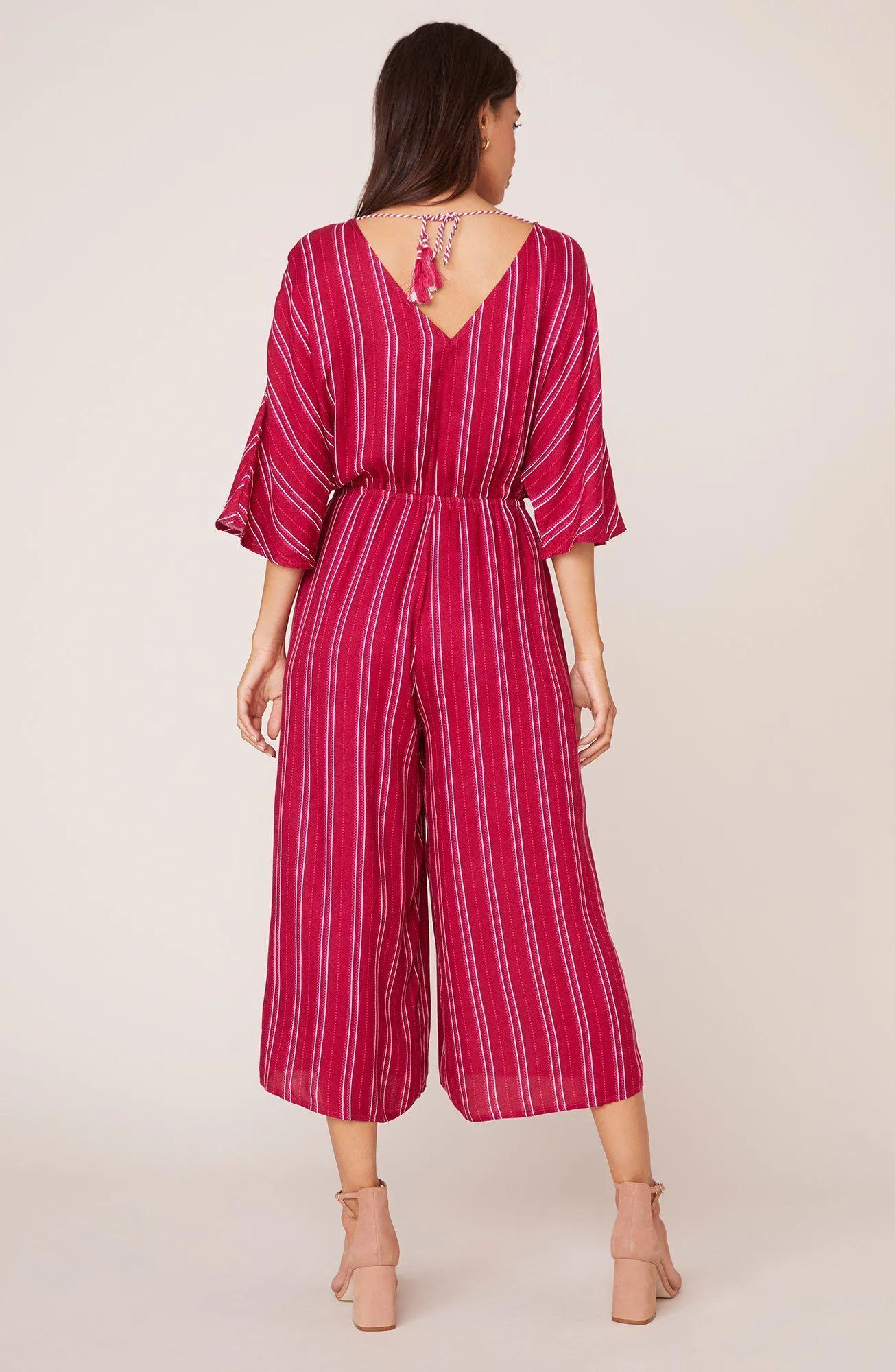 Jack Pin-Stripe Jumpsuit in Lipstick Red