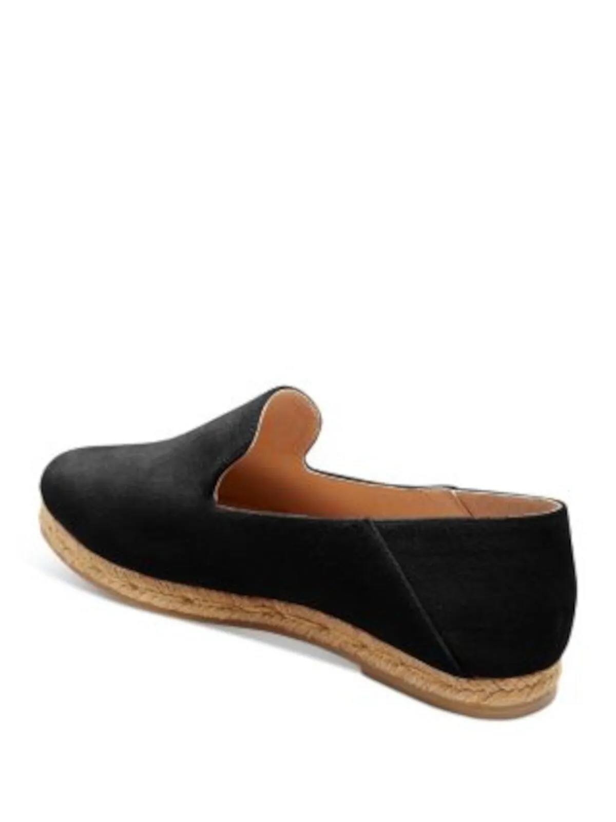 JACK ROGERS Womens Black Notched Padded Audrey Almond Toe Slip On Leather Espadrille Shoes M