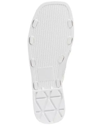 JACK ROGERS Womens White Crisscross Whipstitch Strap Comfort Crisscross Square Toe Slip On Sandals Shoes M