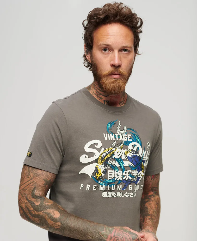 Japanese Vintage Logo Graphic T-Shirt | Dark Grey