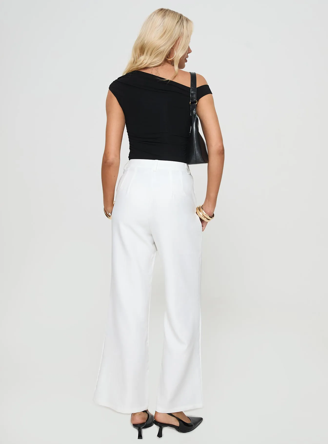 Jazzar Pocket Detail Pleated Pant White