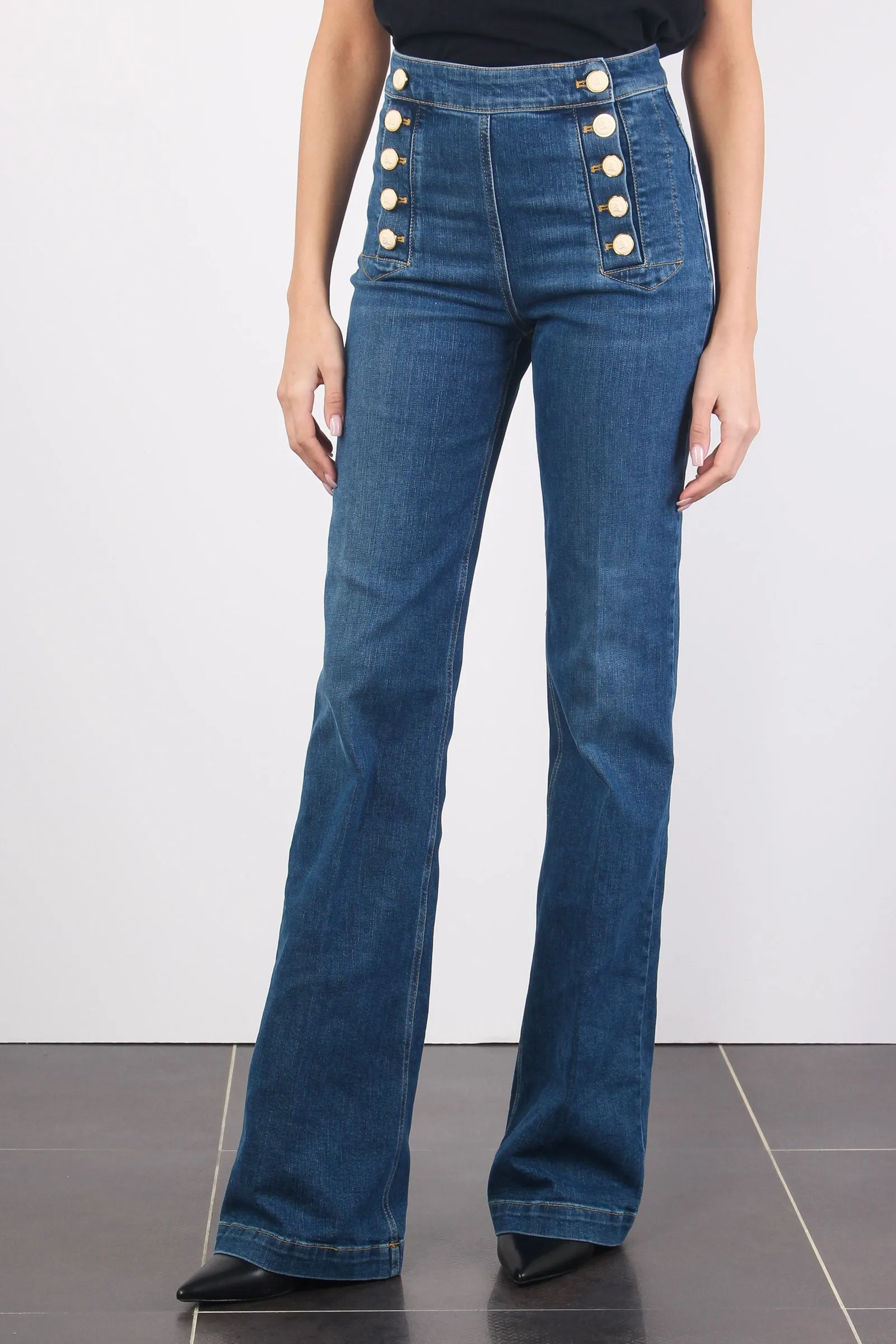 Jeans Bottoni Laterali Blue Vintage