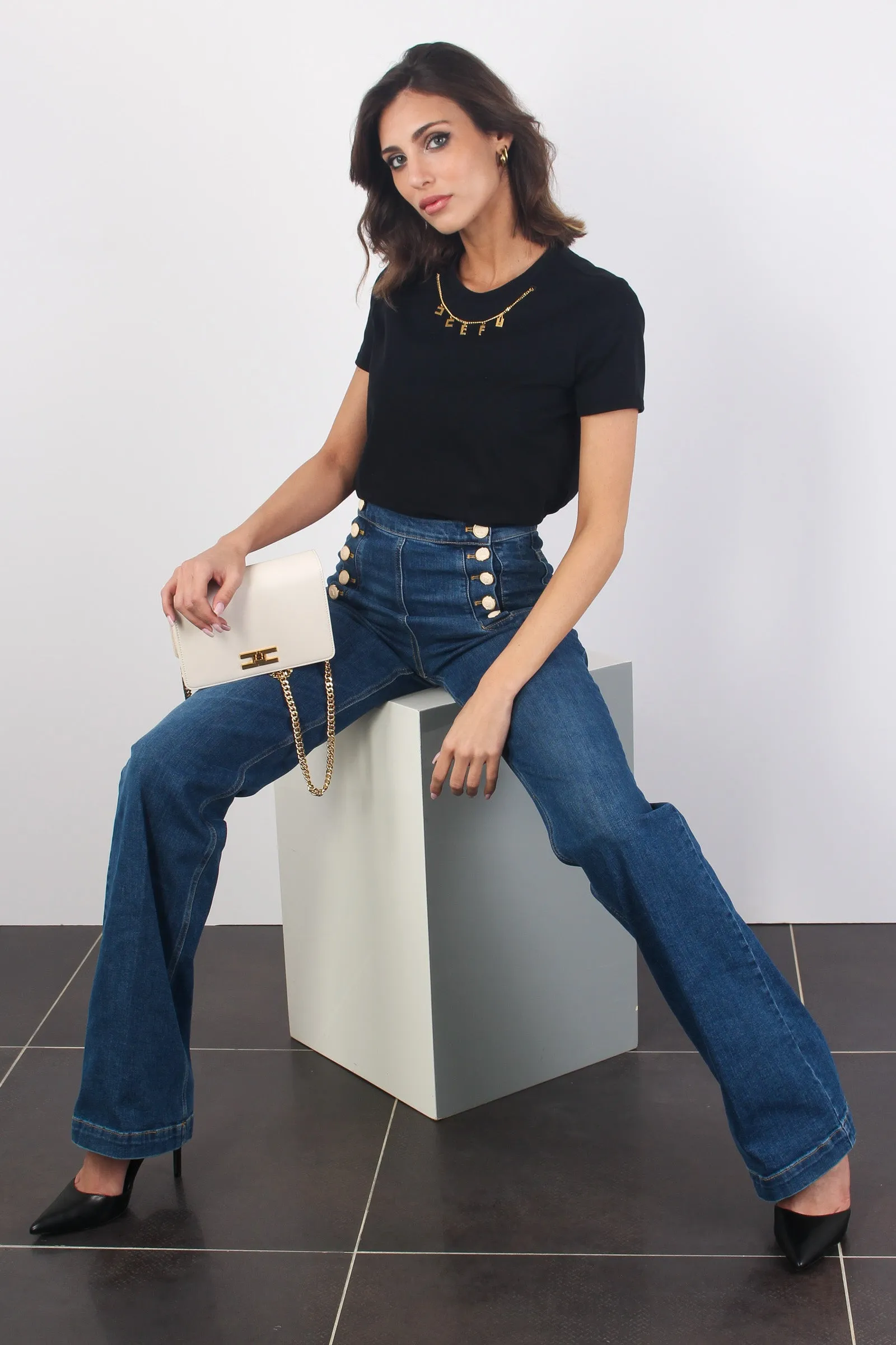 Jeans Bottoni Laterali Blue Vintage