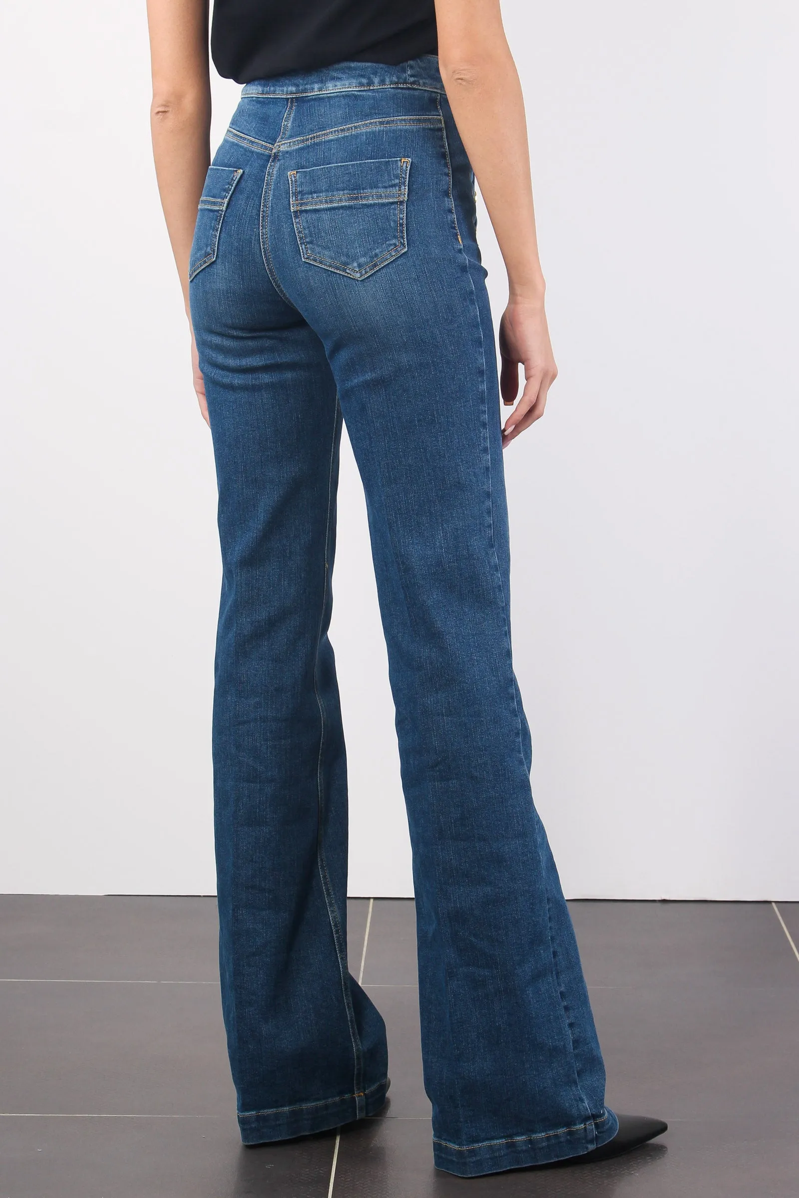 Jeans Bottoni Laterali Blue Vintage