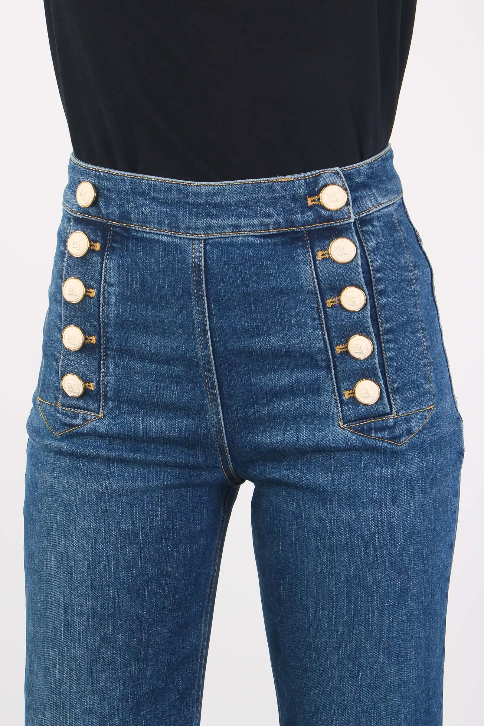 Jeans Bottoni Laterali Blue Vintage