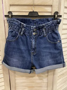 Jeans corti scuri con vita elasticizzata