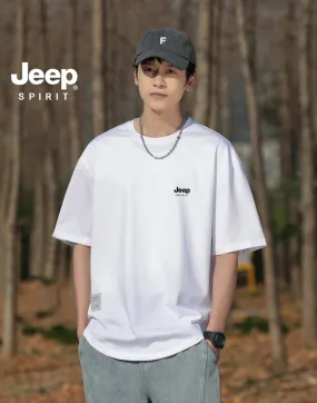 JEEP SPIRIT  |Crew Neck Pullovers Street Style Plain Cotton Short Sleeves