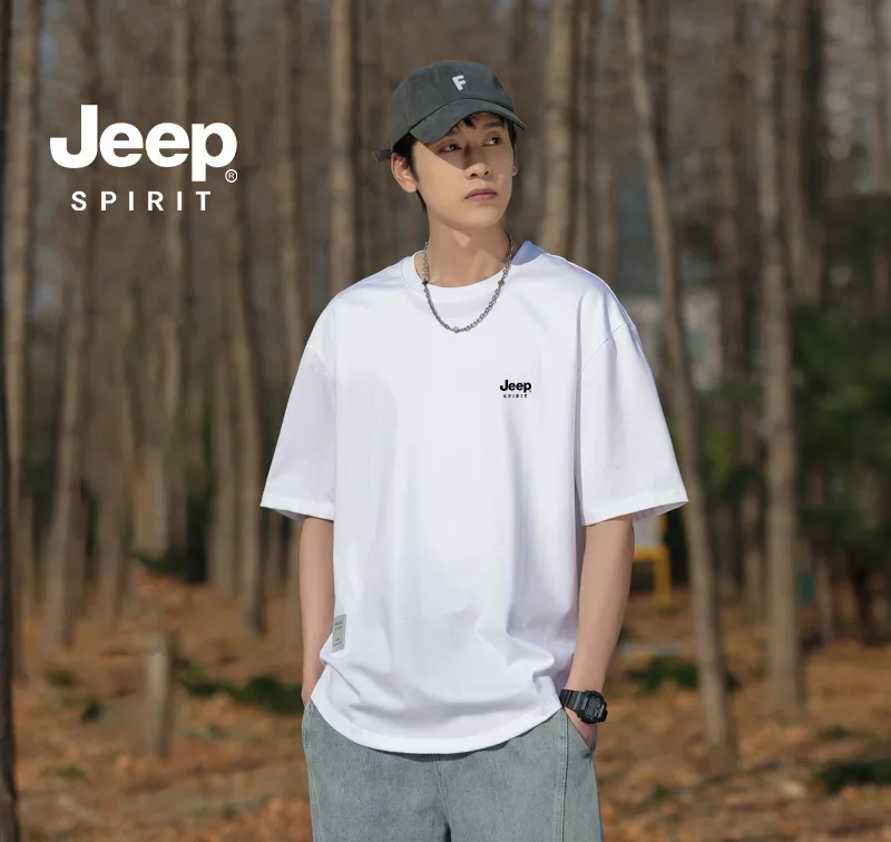 JEEP SPIRIT  |Crew Neck Pullovers Street Style Plain Cotton Short Sleeves