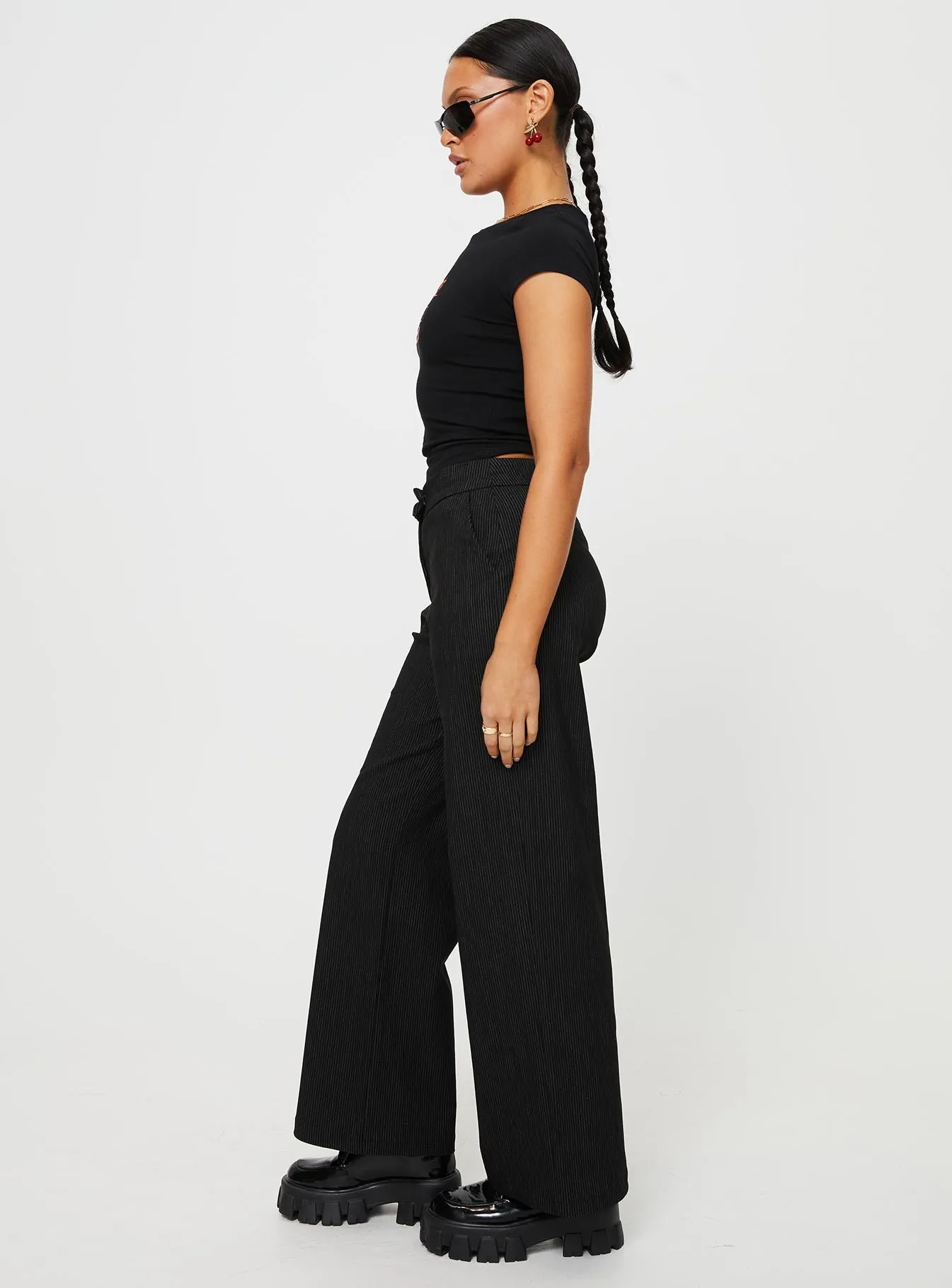 Jeller Pinstripe Pants Black Petite