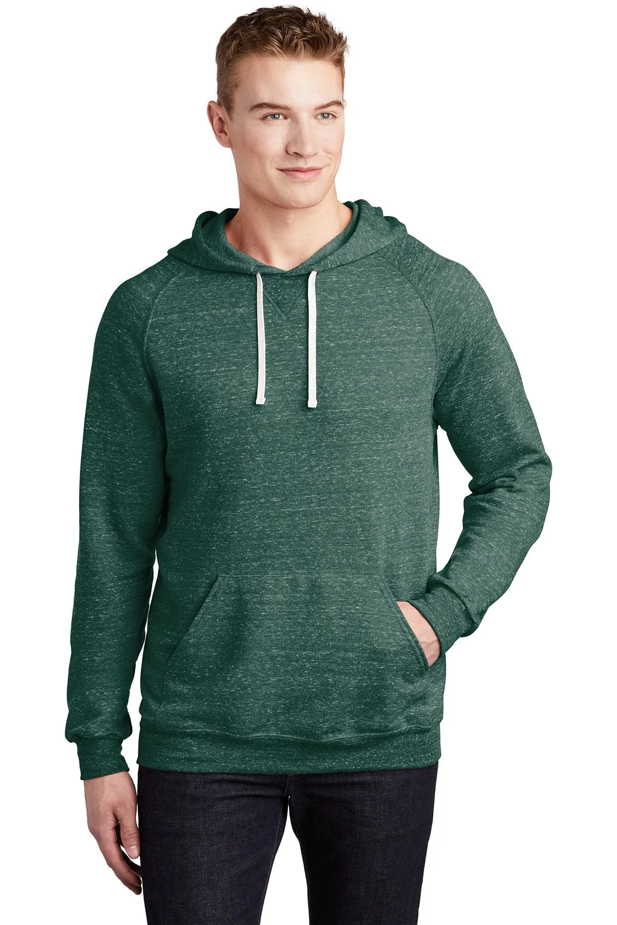 Jerzees Snow Heather French Terry Raglan Hoodie 90M Forest Green