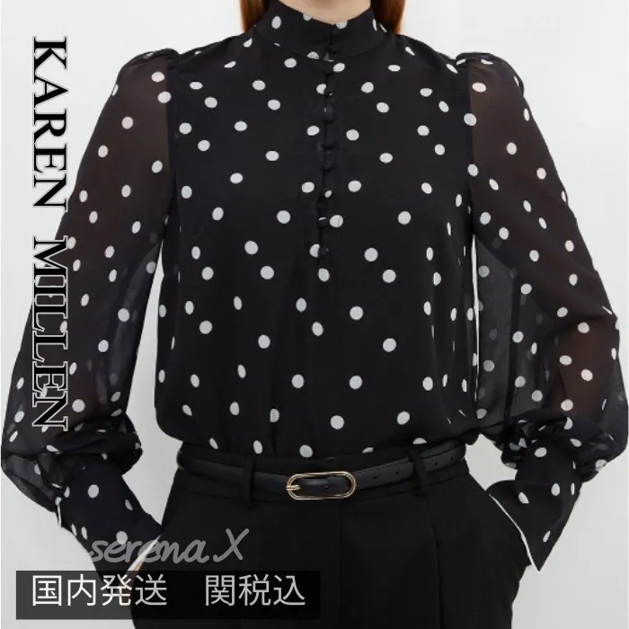 Karen Millen  |Dots Long Sleeves Shirts & Blouses