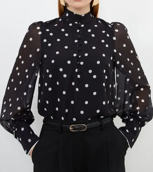 Karen Millen  |Dots Long Sleeves Shirts & Blouses