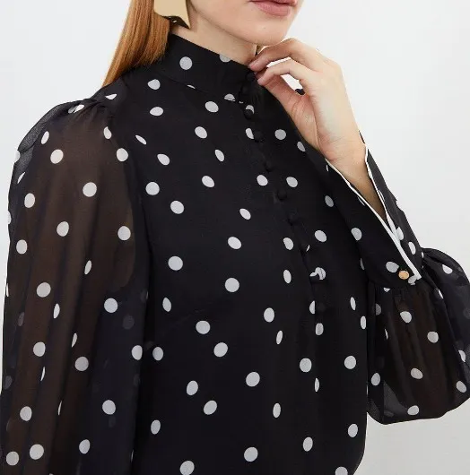 Karen Millen  |Dots Long Sleeves Shirts & Blouses