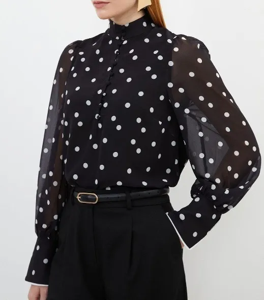 Karen Millen  |Dots Long Sleeves Shirts & Blouses