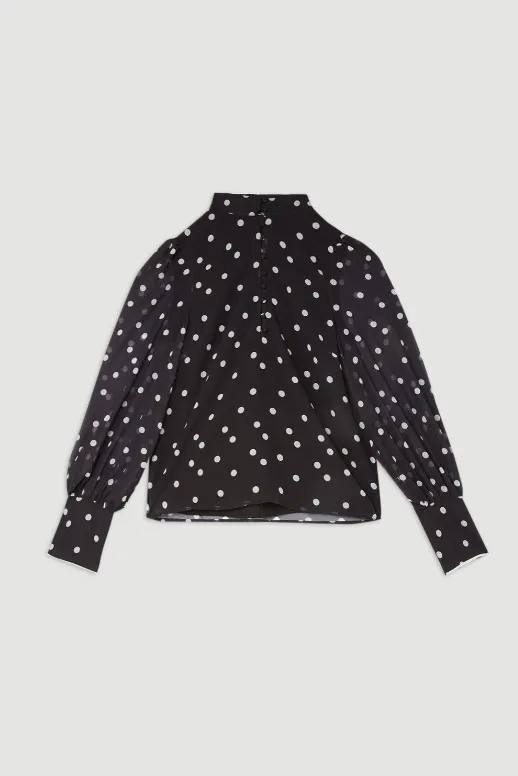 Karen Millen  |Dots Long Sleeves Shirts & Blouses