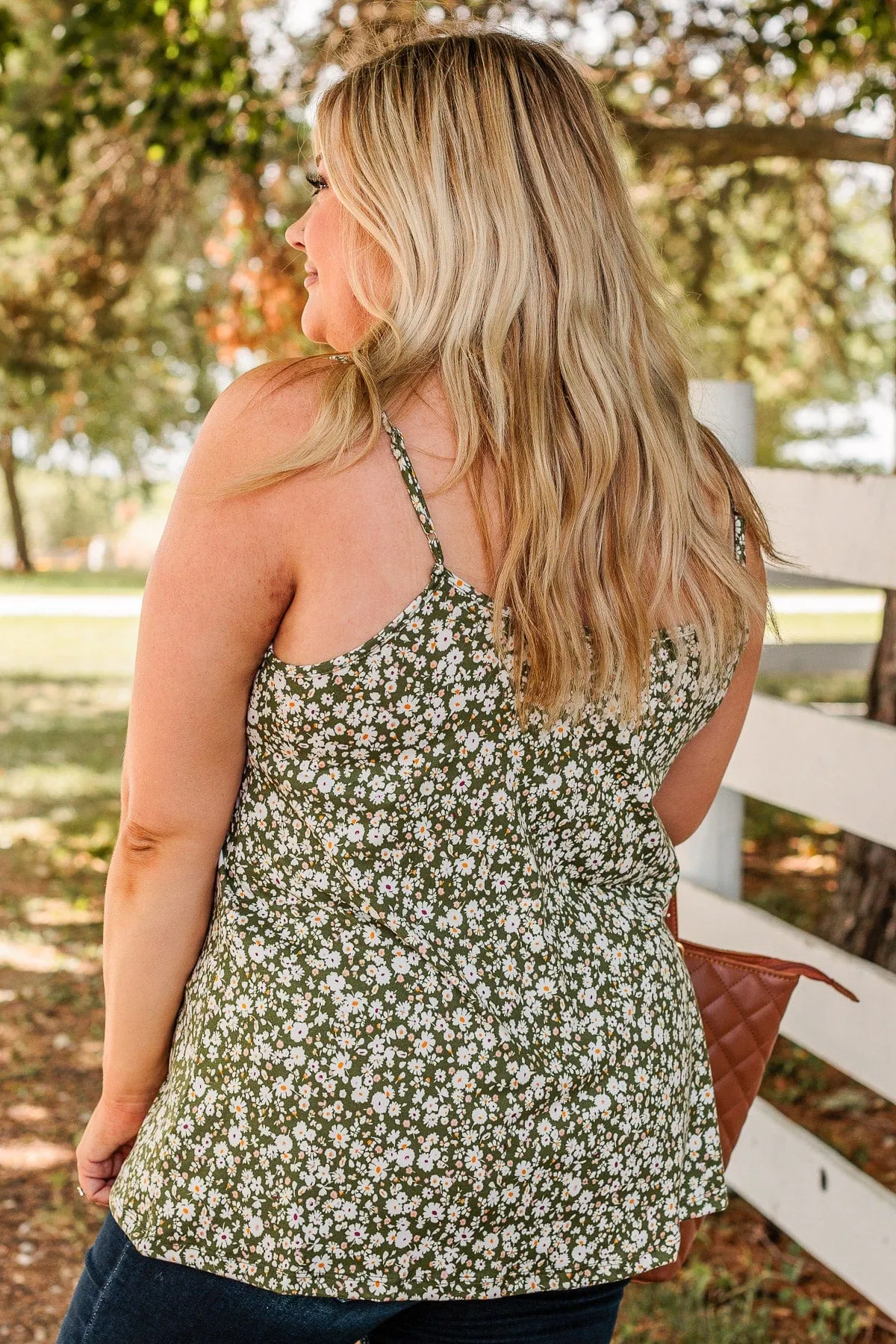 Keep It Cute Floral Tank Top- Hunter Green