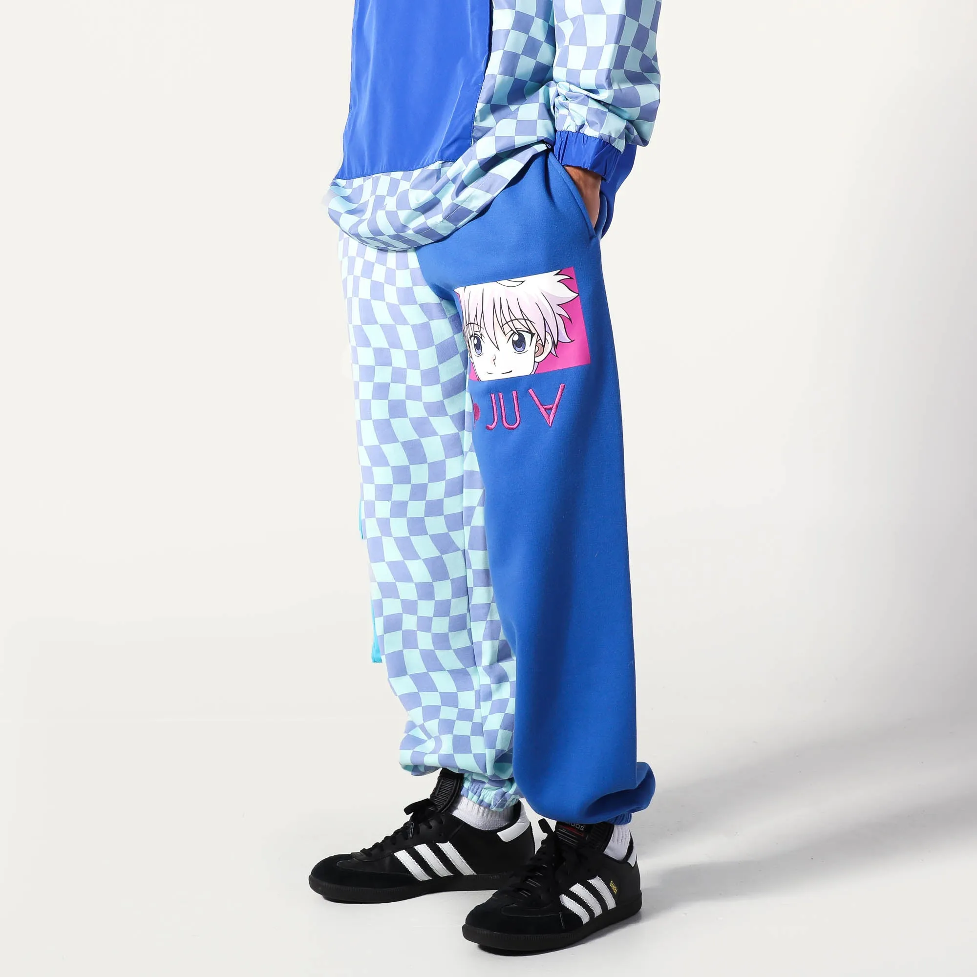 Killua Blue Split Checkered Sweatpants