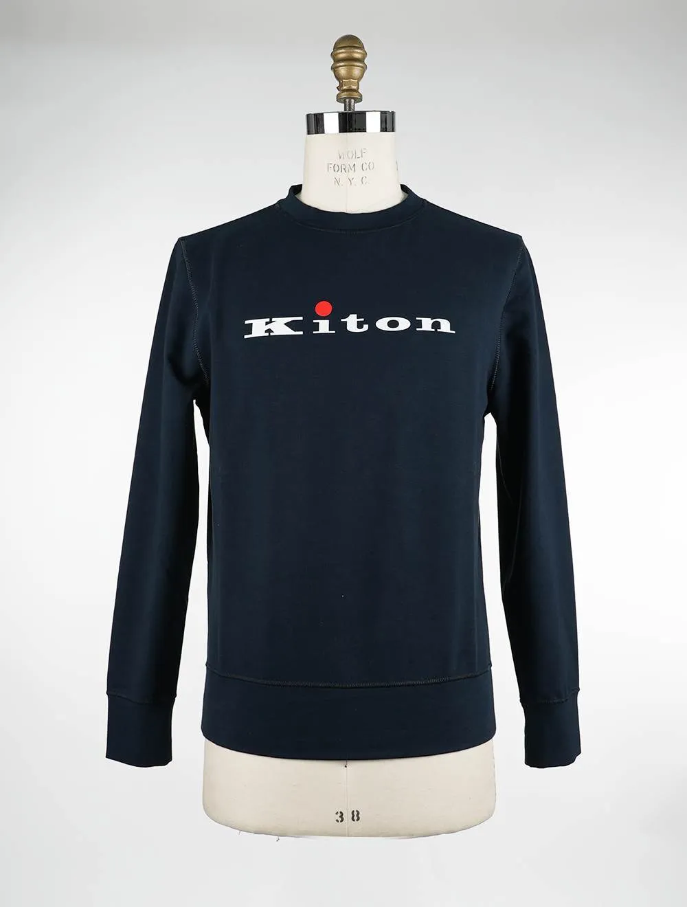 Kiton  |Crew Neck Long Sleeves Cotton Logo Sweatshirts