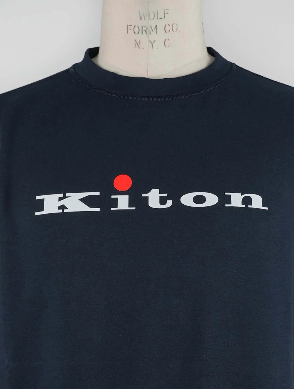 Kiton  |Crew Neck Long Sleeves Cotton Logo Sweatshirts