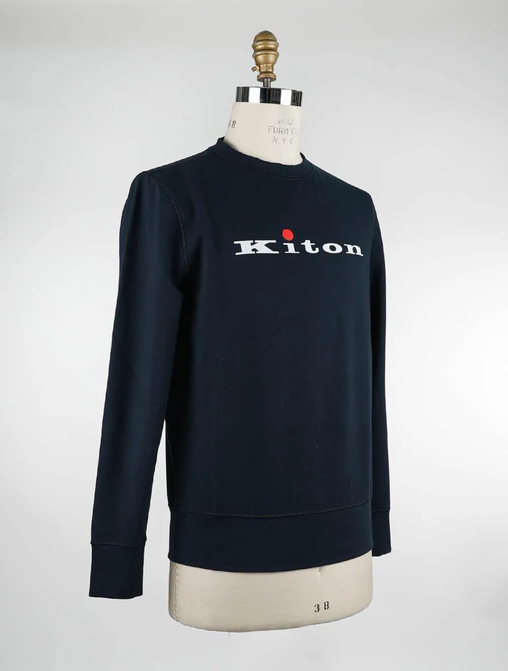 Kiton  |Crew Neck Long Sleeves Cotton Logo Sweatshirts