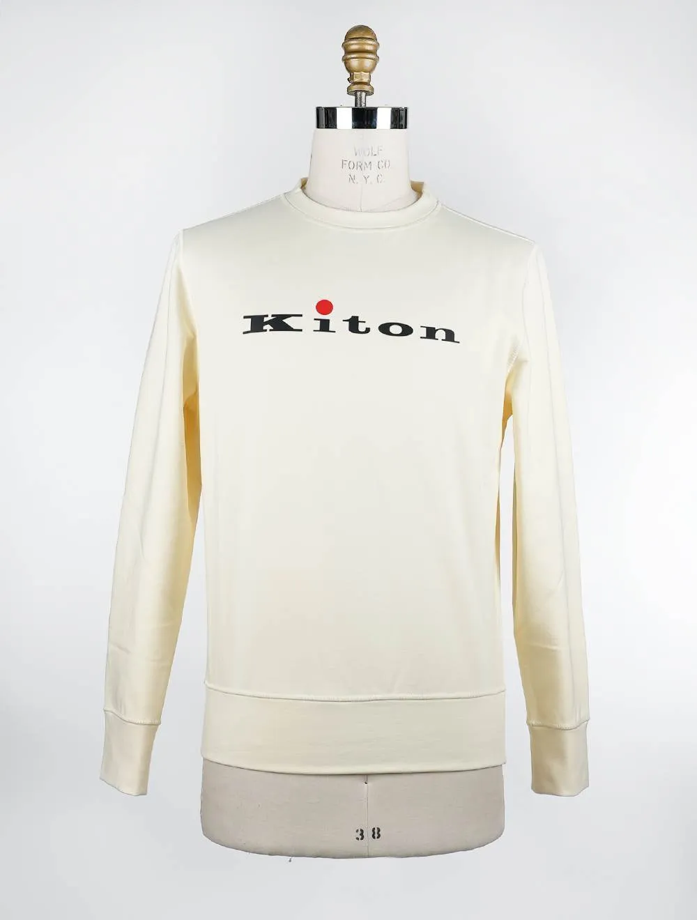 Kiton  |Crew Neck Long Sleeves Cotton Logo Sweatshirts