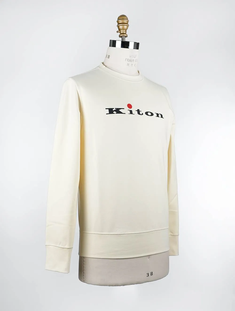 Kiton  |Crew Neck Long Sleeves Cotton Logo Sweatshirts