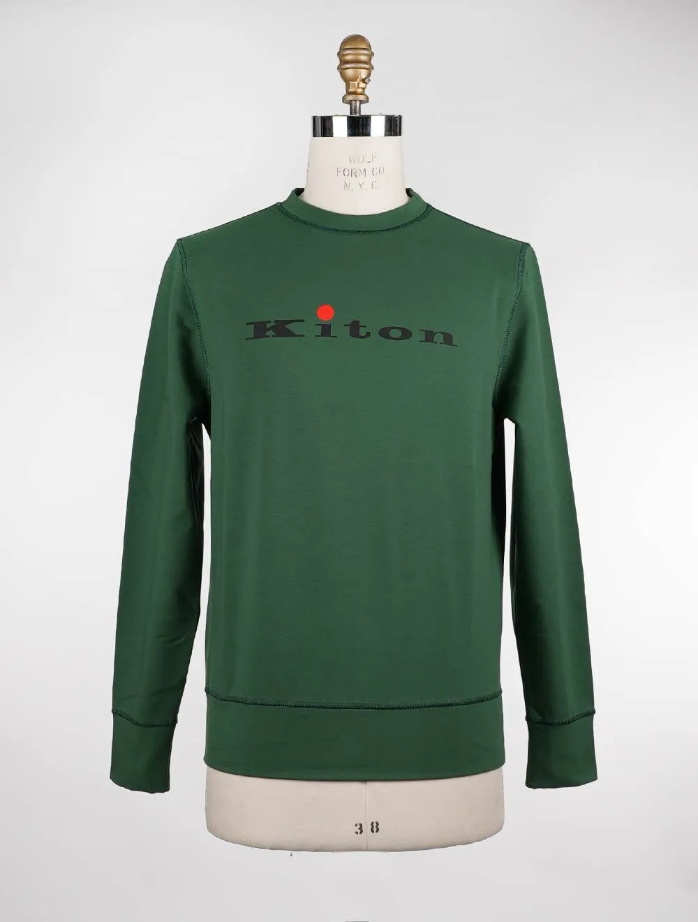 Kiton  |Crew Neck Long Sleeves Cotton Logo Sweatshirts