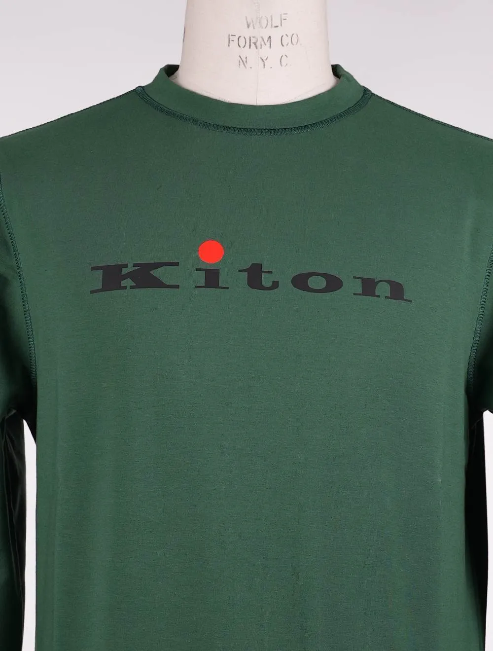 Kiton  |Crew Neck Long Sleeves Cotton Logo Sweatshirts