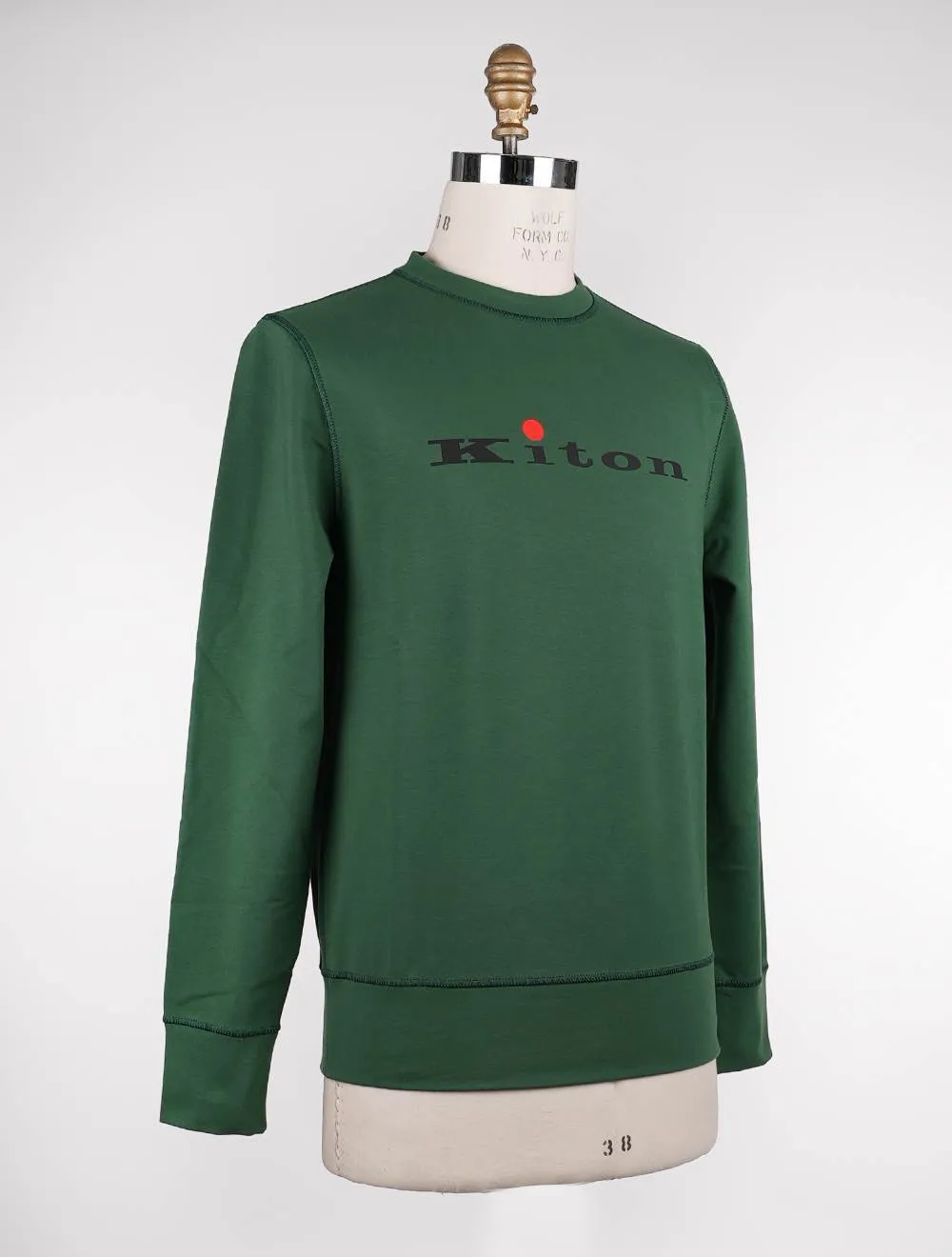 Kiton  |Crew Neck Long Sleeves Cotton Logo Sweatshirts