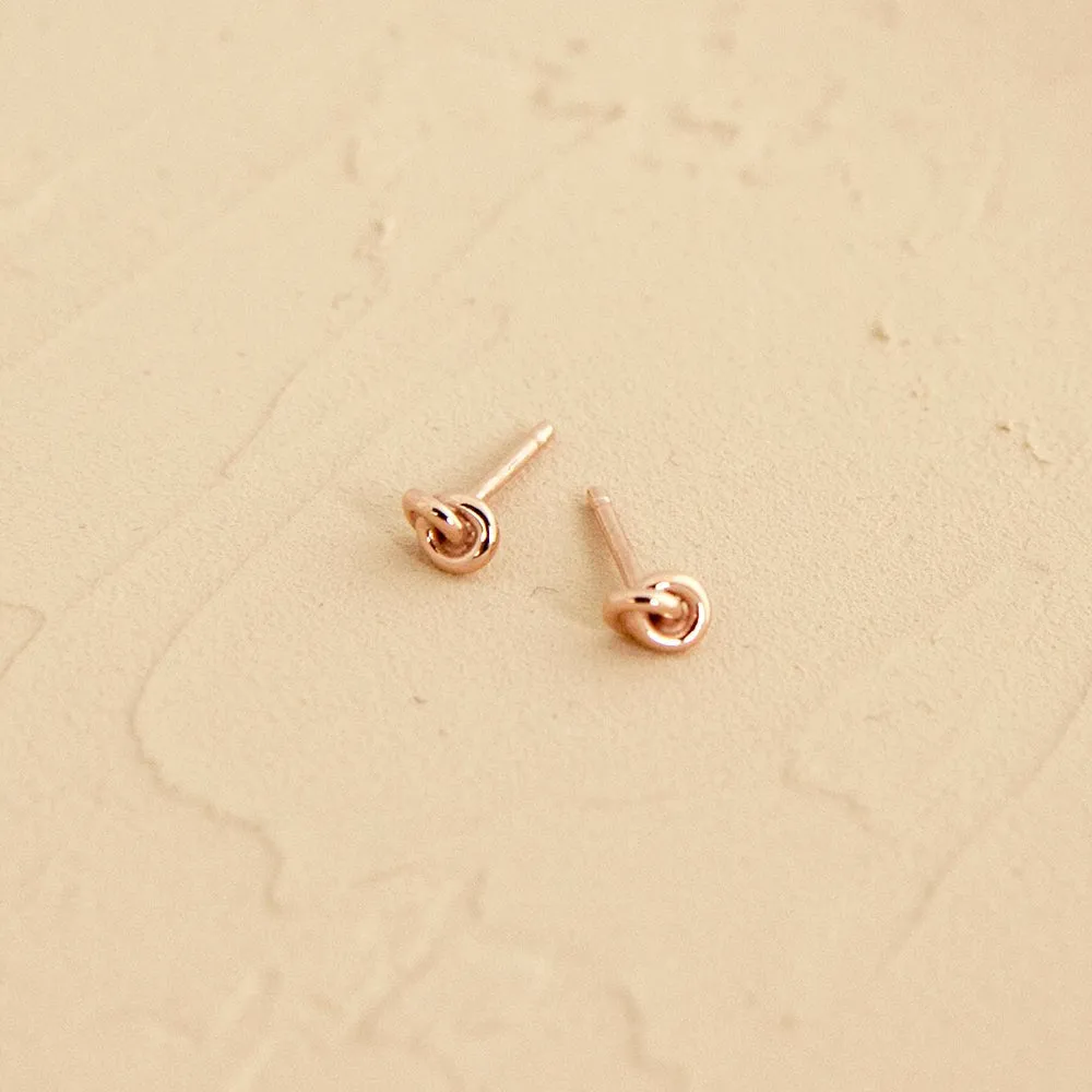 Knot Stud Earrings - 14k Rose Gold