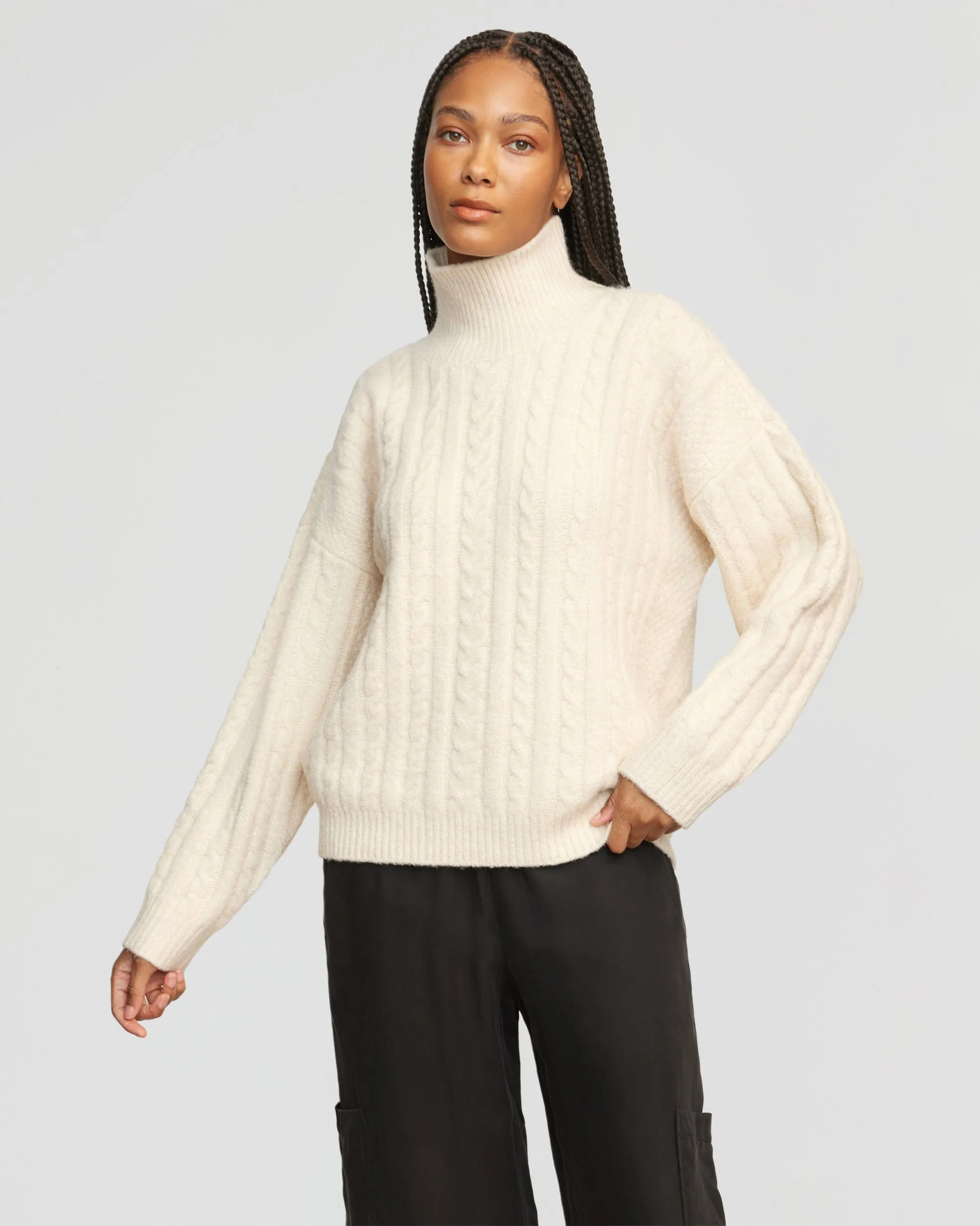 Liam Chunky Cable Knit Sweater | Oatmeal