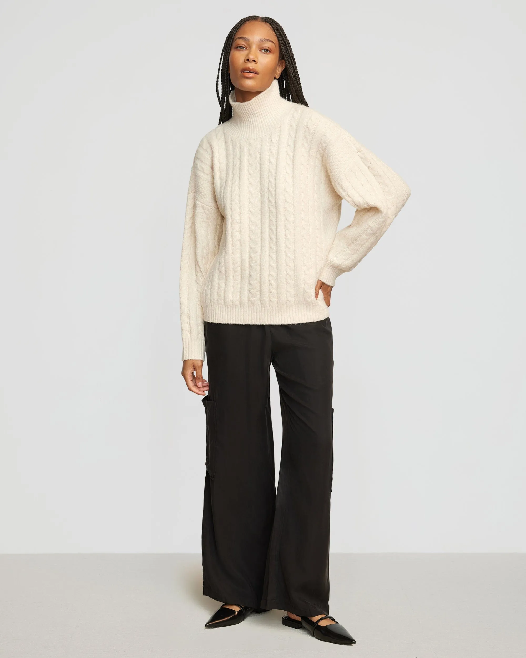 Liam Chunky Cable Knit Sweater | Oatmeal