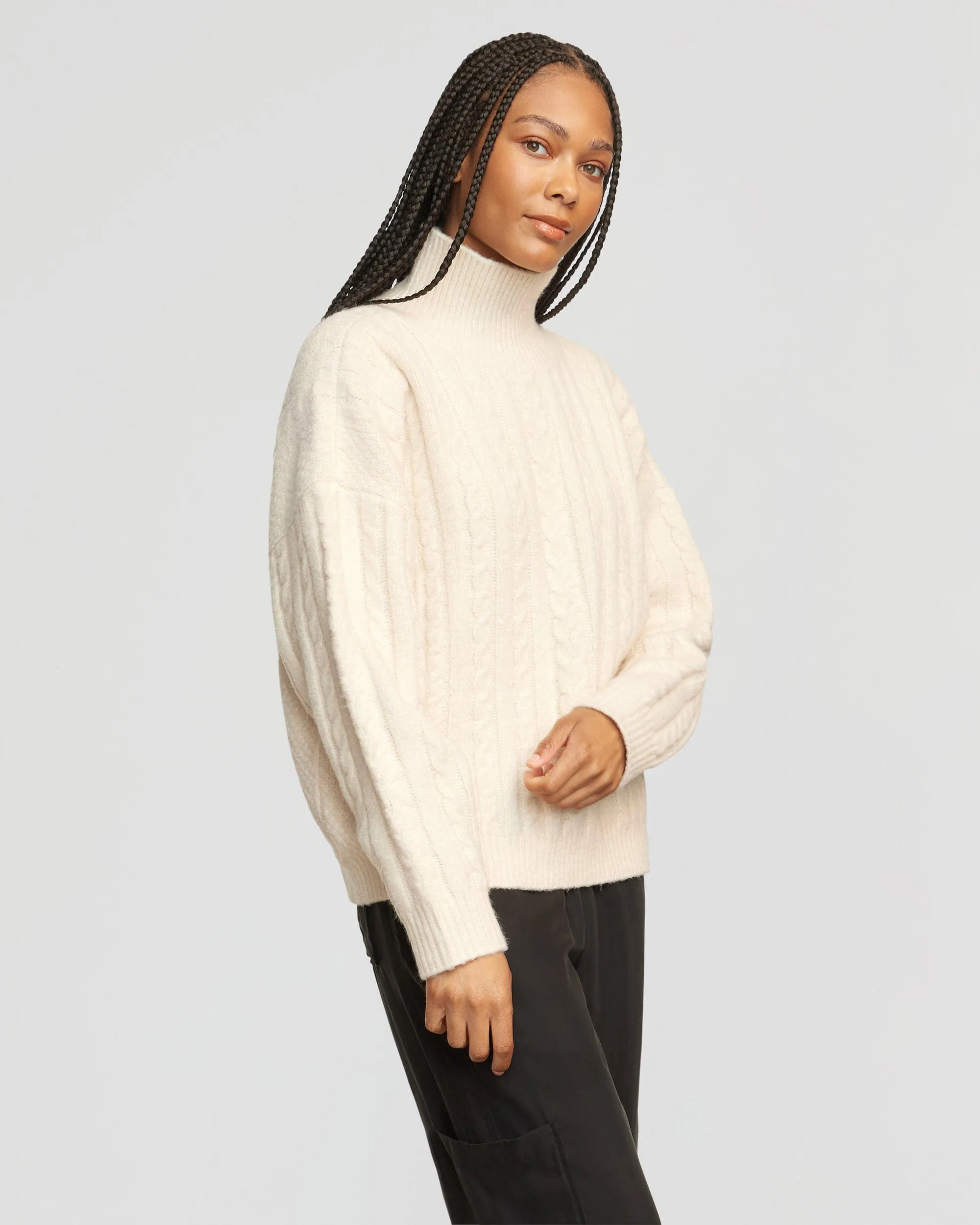 Liam Chunky Cable Knit Sweater | Oatmeal