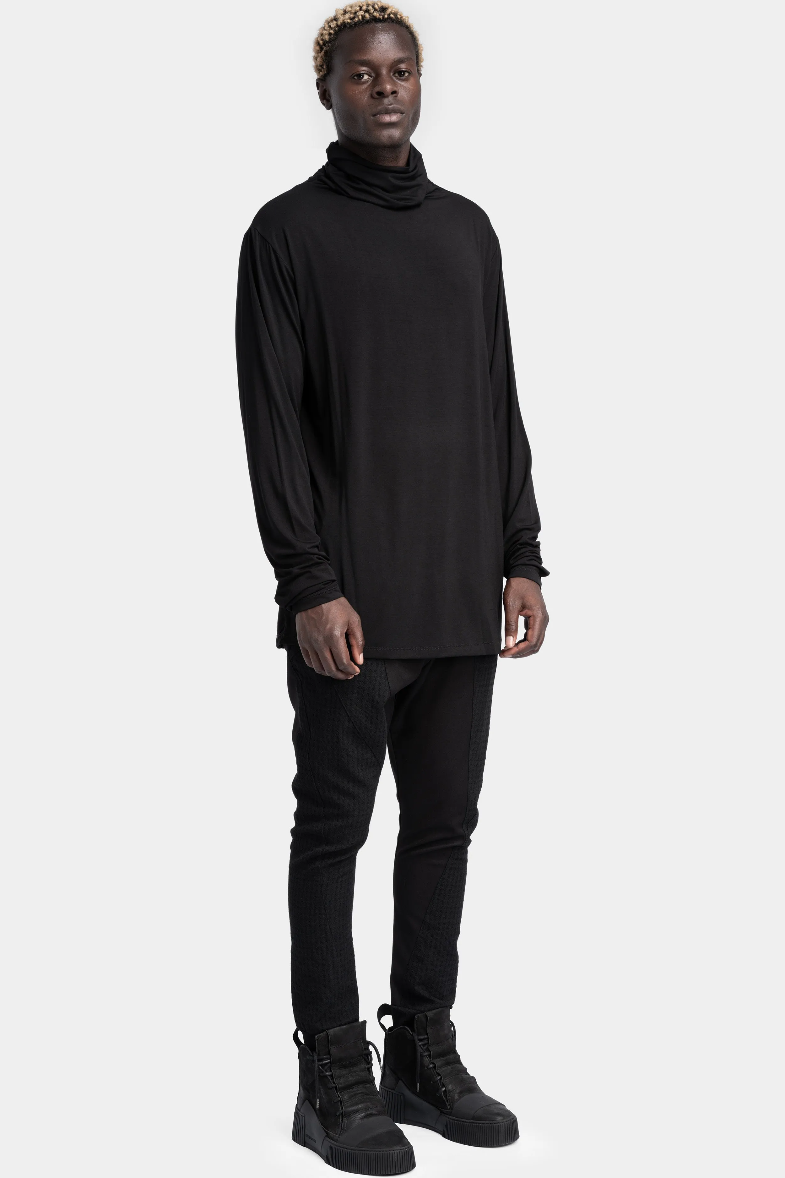 Lightweight bamboo jersey turtleneck sweater