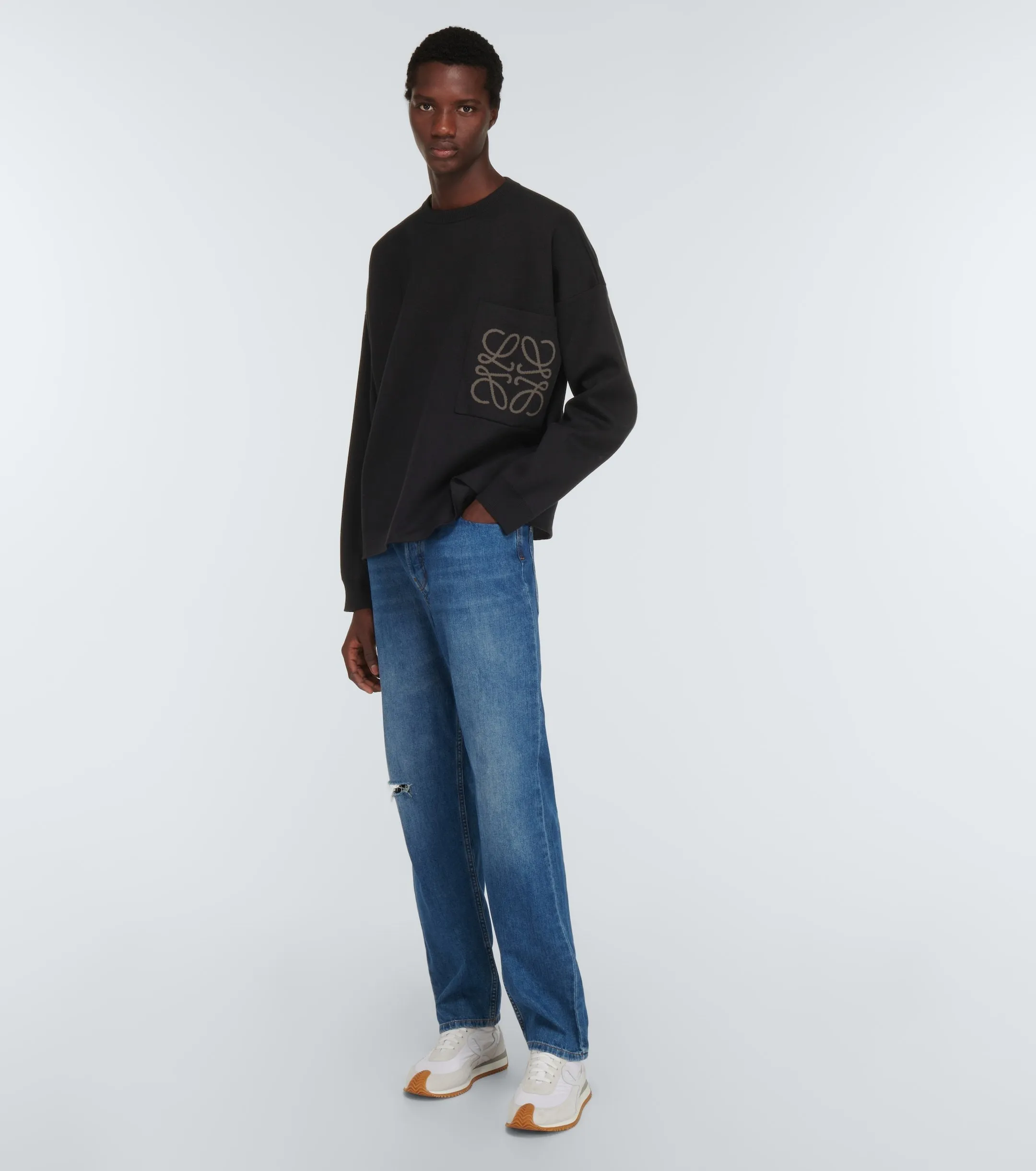 LOEWE  |Crew Neck Pullovers Monogram Sweat Street Style Long Sleeves