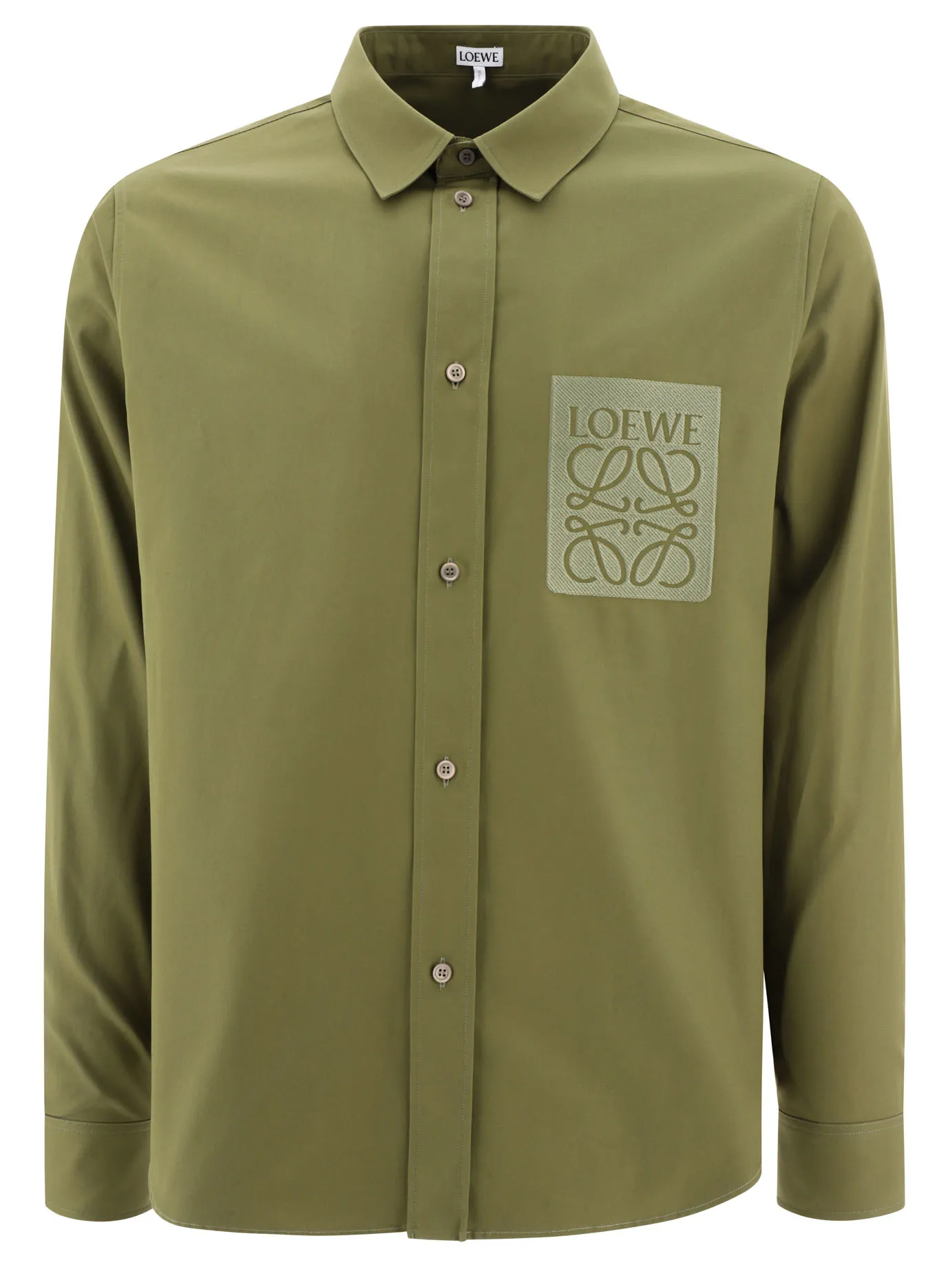 LOEWE  |Long Sleeves Plain Cotton Logo Luxury Shirts