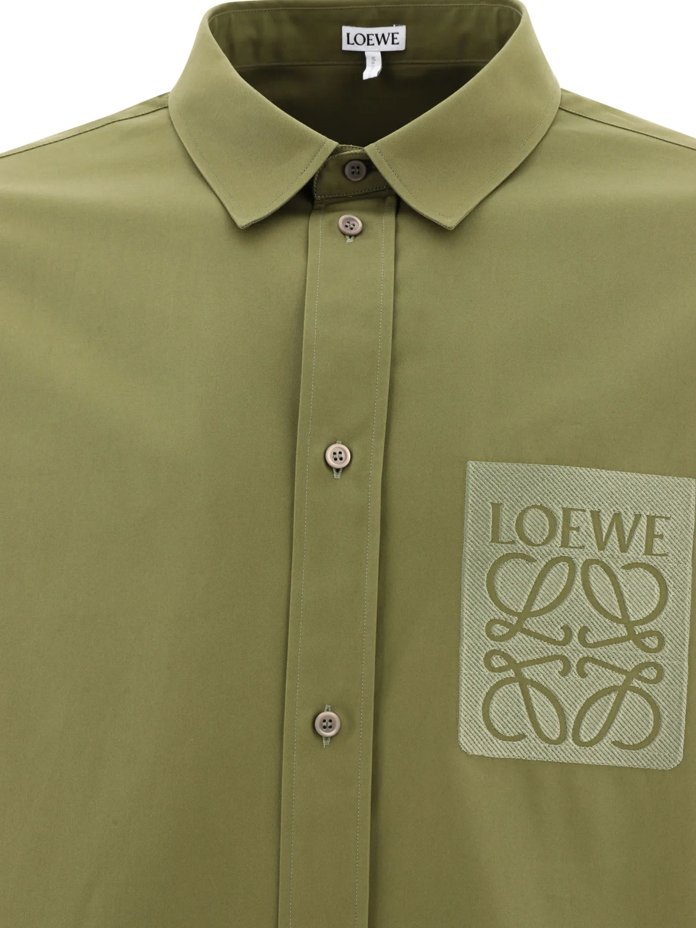 LOEWE  |Long Sleeves Plain Cotton Logo Luxury Shirts