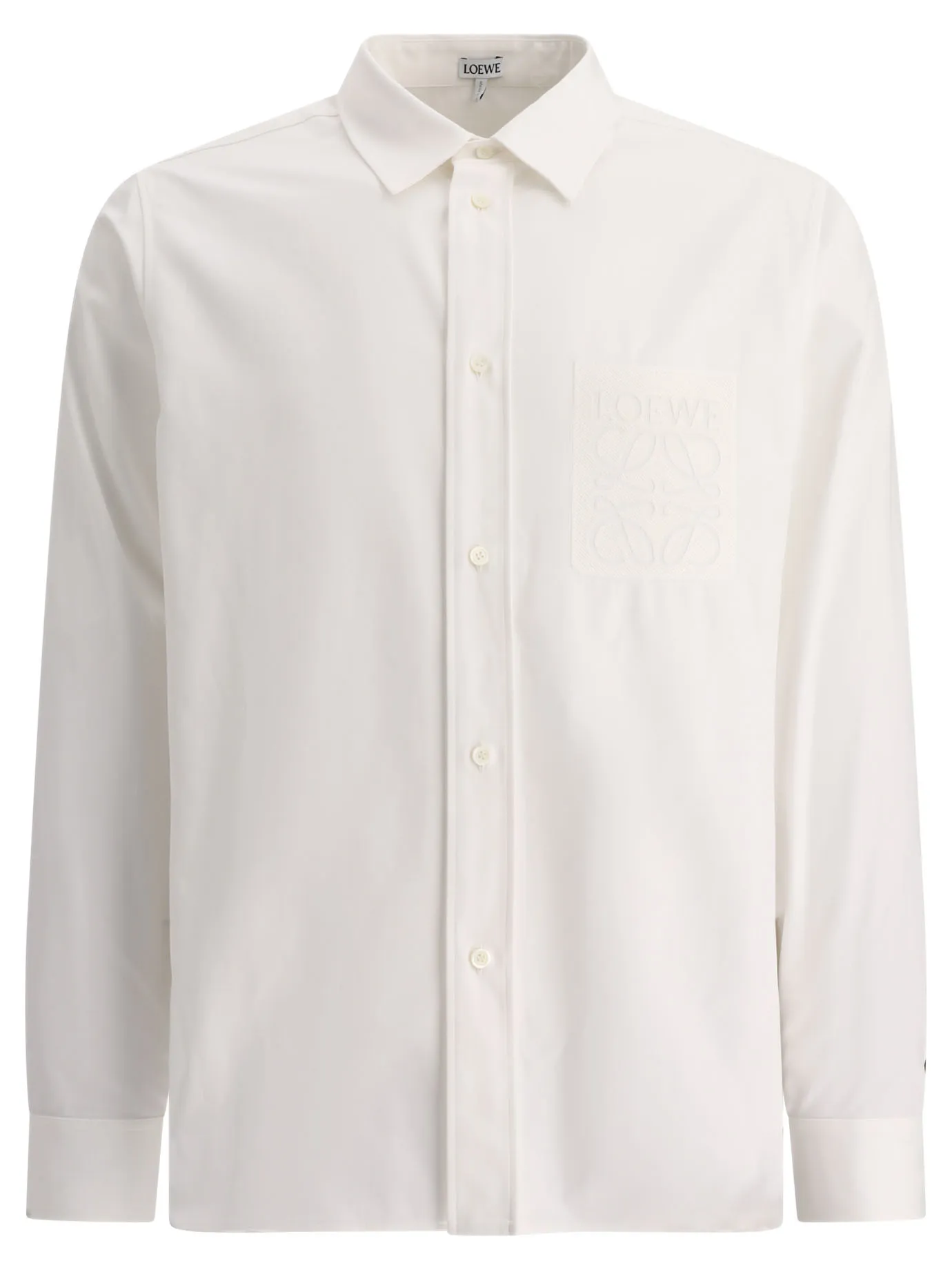 LOEWE  |Long Sleeves Plain Cotton Logo Luxury Shirts