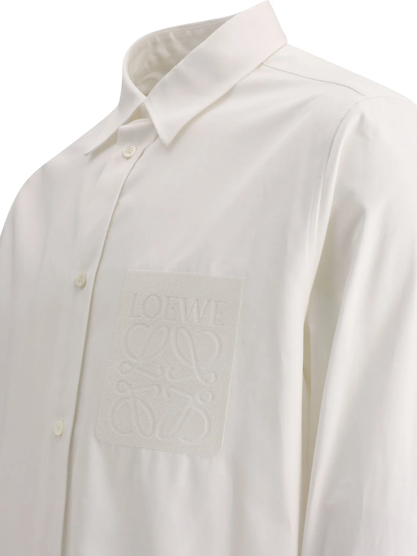 LOEWE  |Long Sleeves Plain Cotton Logo Luxury Shirts