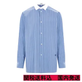 LOEWE  |Stripes Long Sleeves Cotton Logo Luxury Shirts