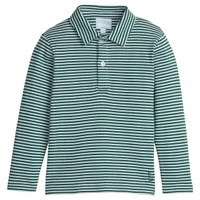 Long Sleeve Polo - Hunter Green Stripe