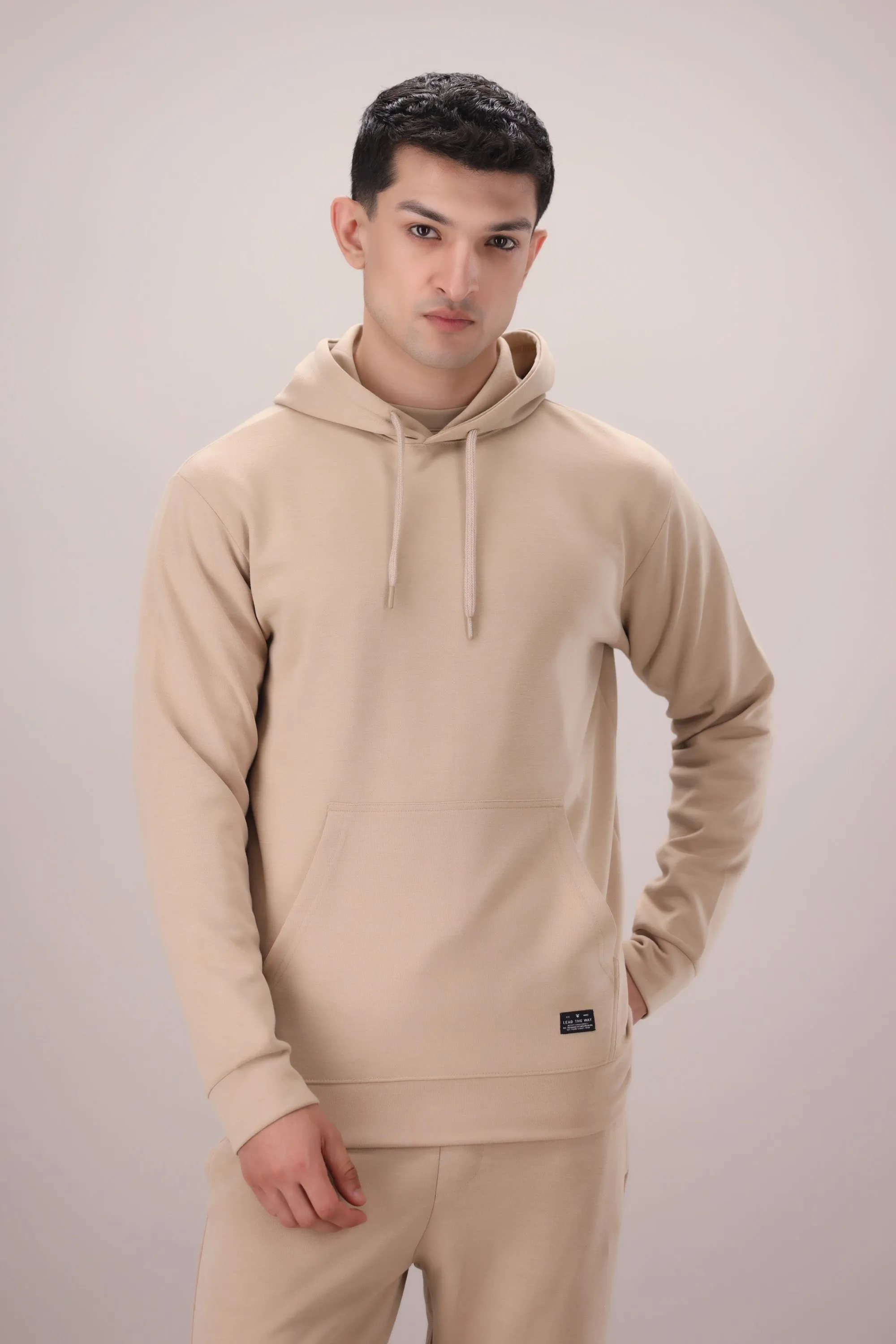 Luxe Stretch Beige Hoodie