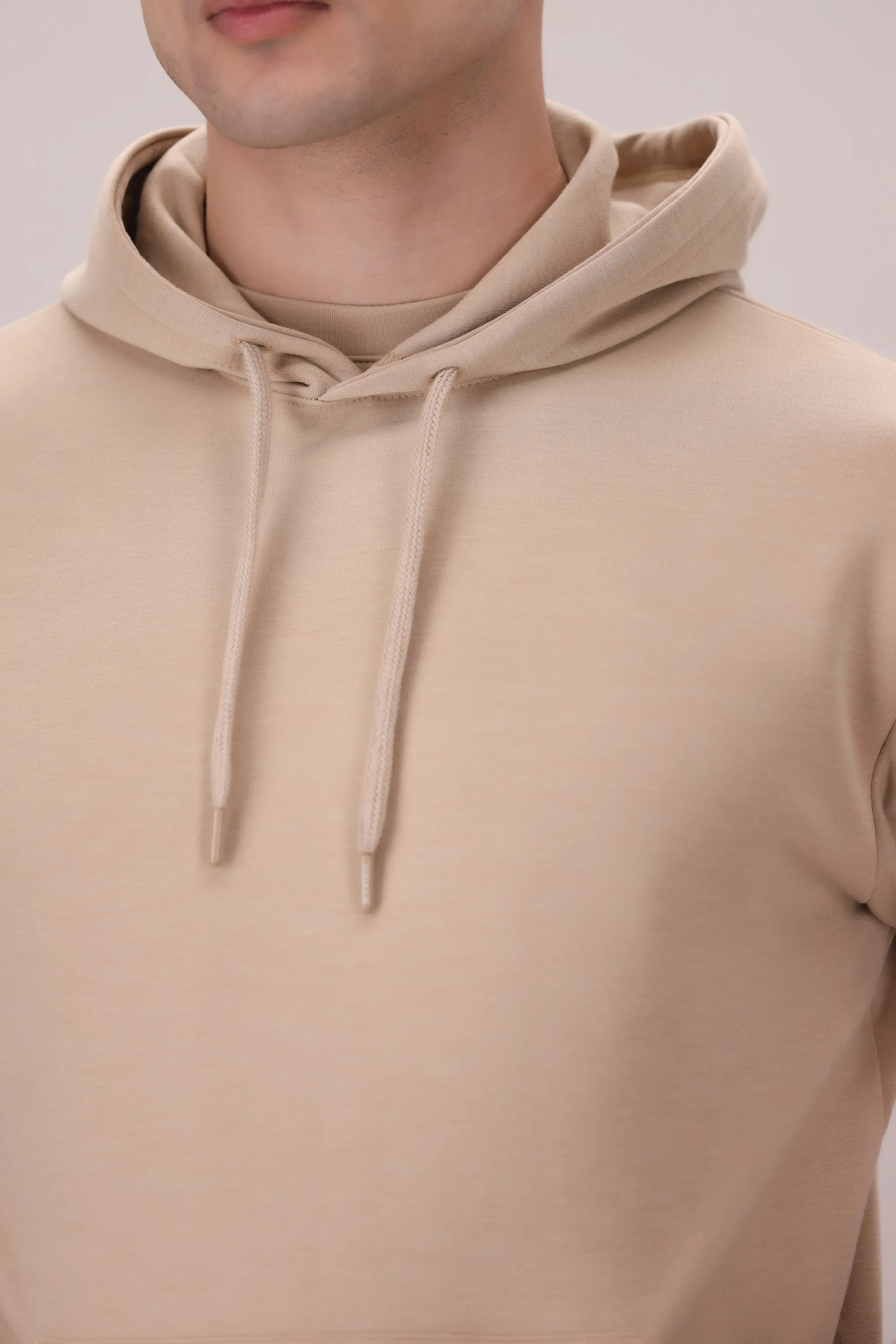 Luxe Stretch Beige Hoodie