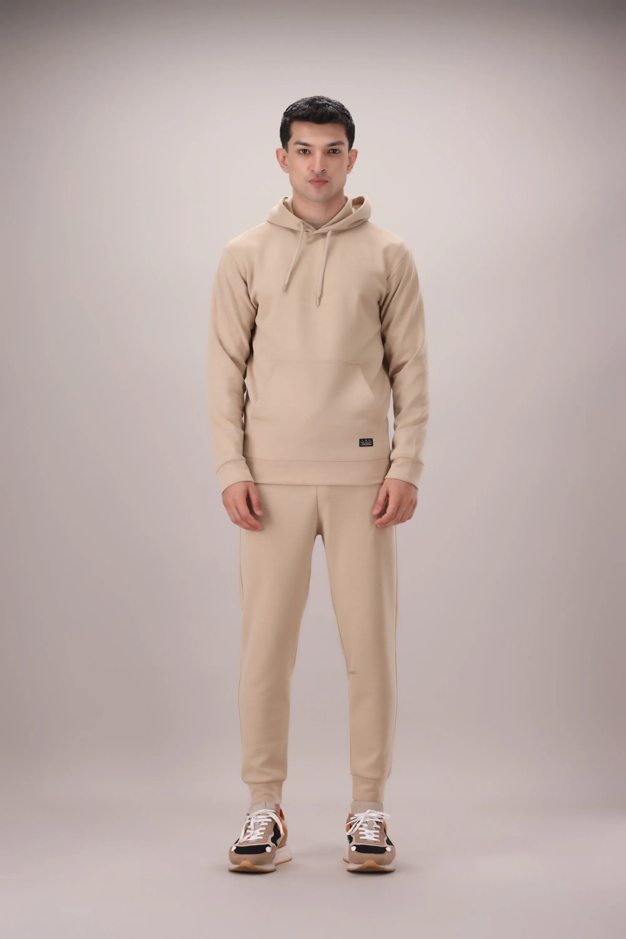 Luxe Stretch Beige Hoodie