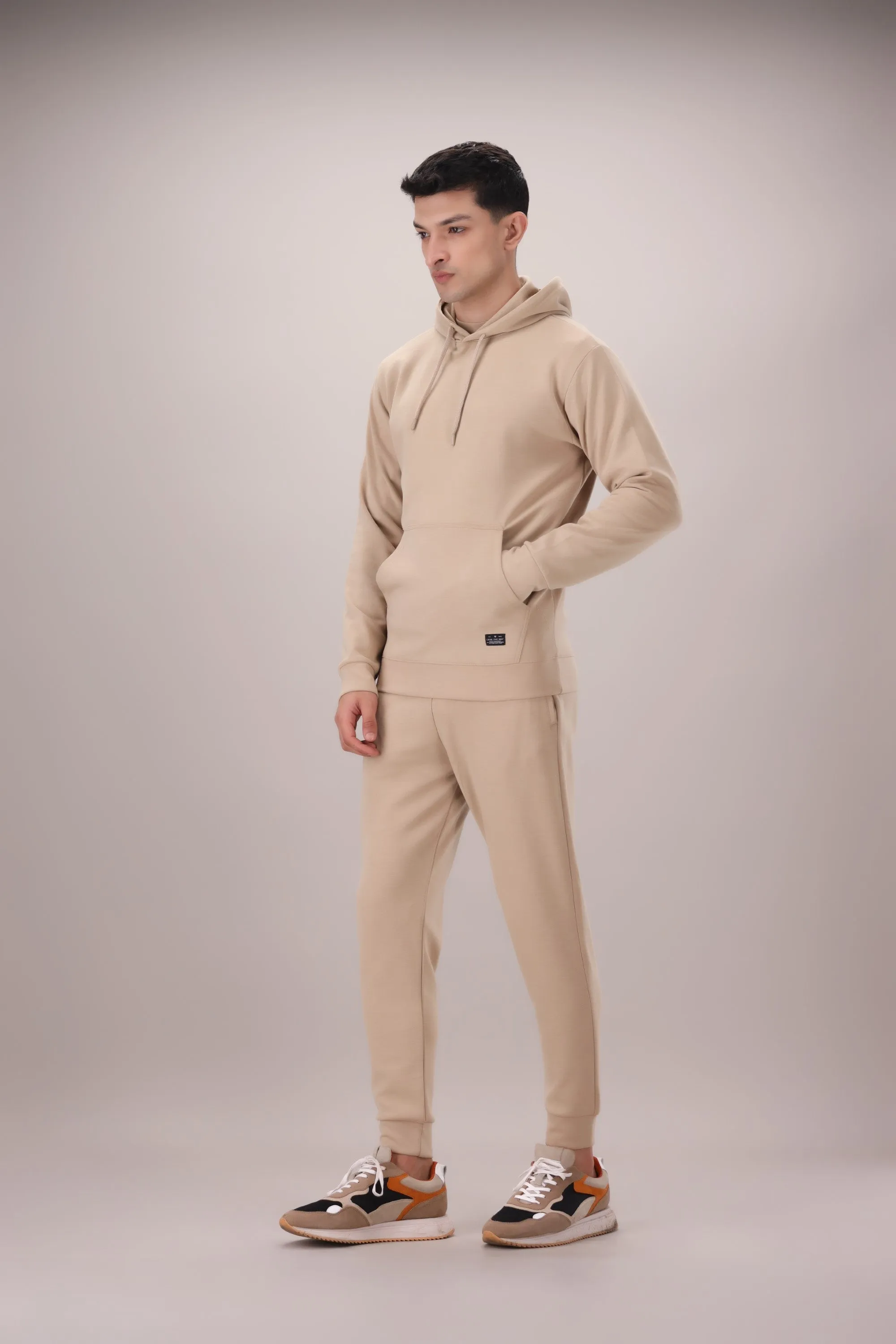 Luxe Stretch Beige Hoodie