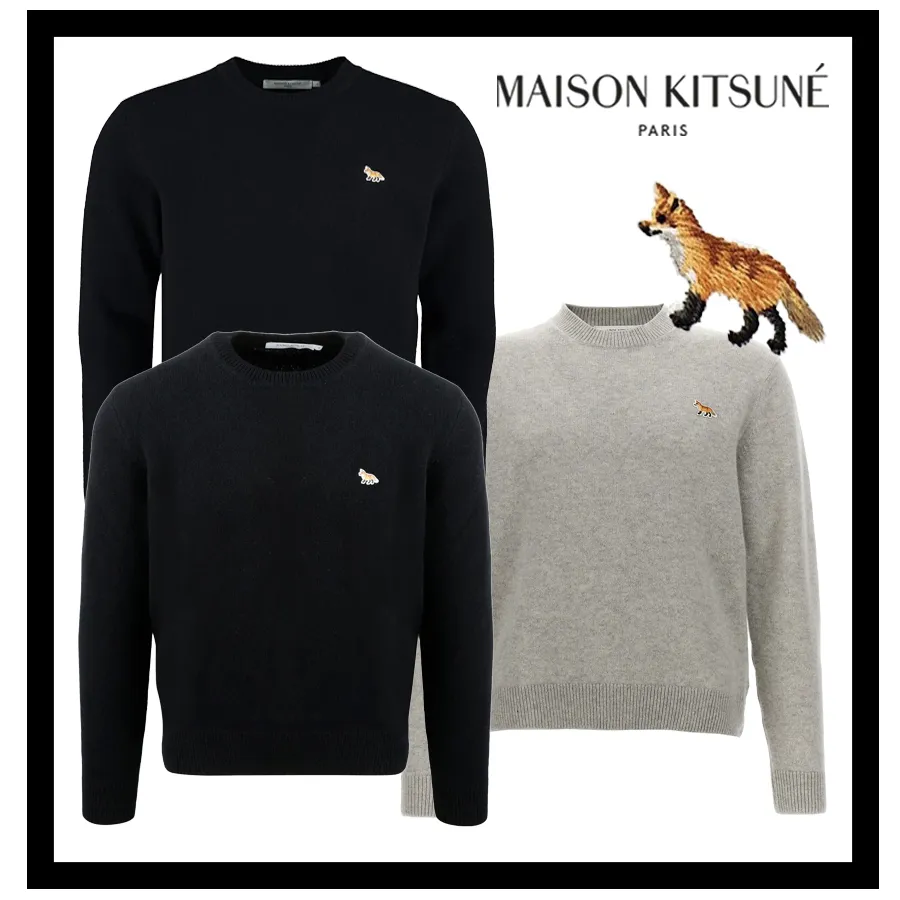 MAISON KITSUNE  |Long Sleeves Cotton Logo Designers Sweatshirts