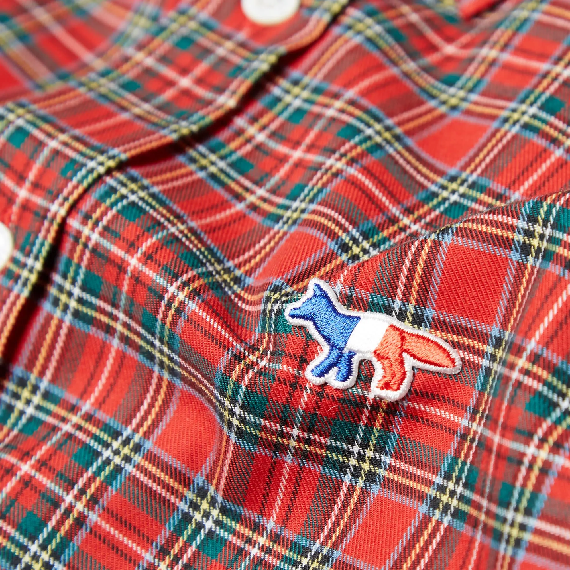 Maison Kitsuné Button Down Classic Tricolour Fox Check ShirtRed